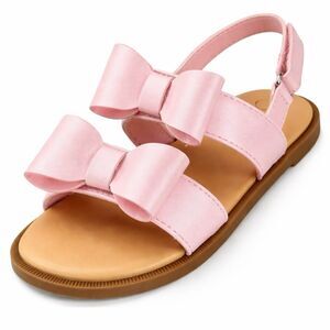 Cat & Jack Girls Sandals Size 12 Pink Double Bow Slingback Flat Cute